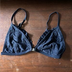 Gilly Hicks Navy Eyelet Bikini Top